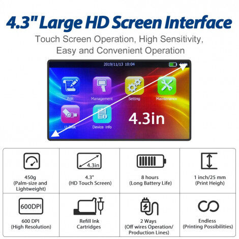 BENTSAI B35 Handheld Printer Gun with 1 Inch (25.4mm) Print Height